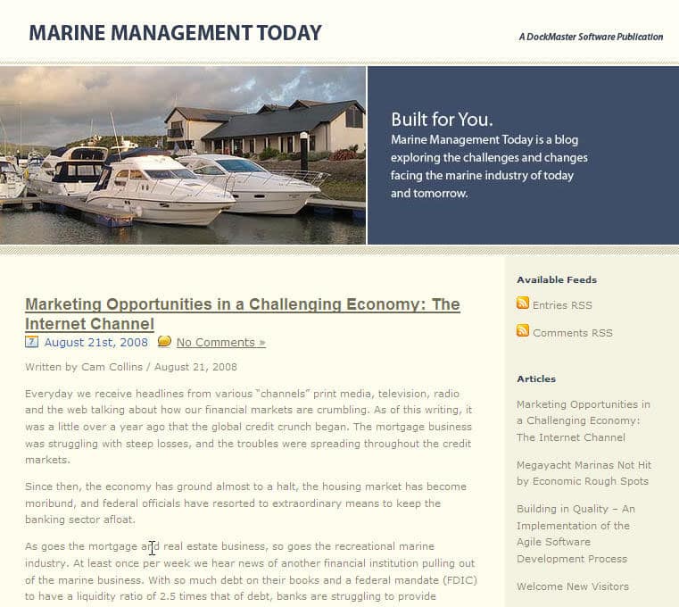 First blog dedicated to marine and marina management software